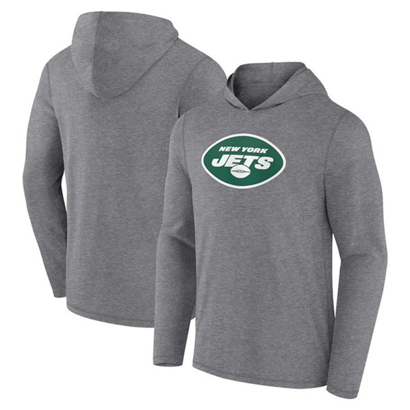 Men's New York Jets Heather Gray Primary Logo Long Sleeve Hoodie